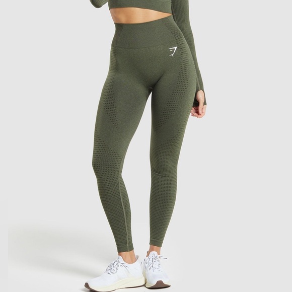 Gymshark Seamless Leggings – Deep Green XS Cropped - Picture 1 of 3